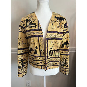 Women's Black Cat Halloween Jacket Medium